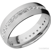 7 mm wide/Domed/14K White Gold band with an Eternity arrangement of 03 carat Round Diamond stones in a Bead Channel setting